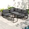 Outdoor Patio Furniture Set 4-Piece Metal Frame Cushioned Loveseat Armless Sofas Coffee Table